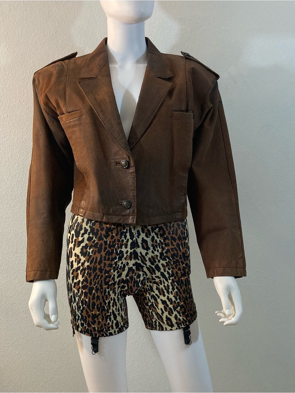 Vintage 1990’s Cropped Brown Leather Jacket